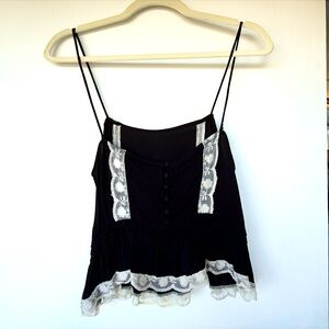 SOLD in other PLATFORM
Zara Black Camisole with White Lace Accents